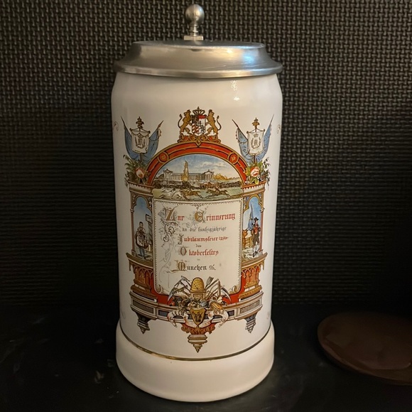 Boccale Birra Tedesco Oktoberfest 1.0 Liter Con Coperchio - Regalo Per Appassionati - Foto 2